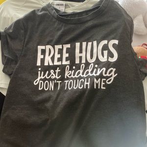 free hugs gray shirt